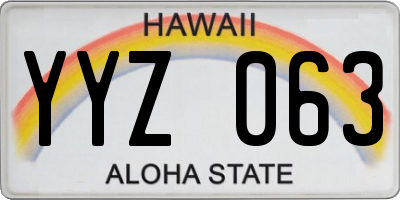 HI license plate YYZ063