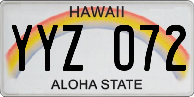 HI license plate YYZ072