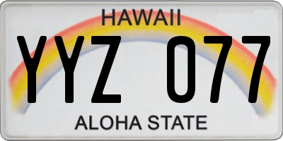 HI license plate YYZ077