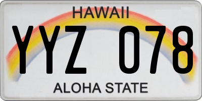 HI license plate YYZ078