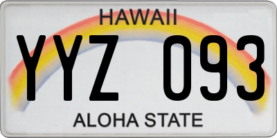HI license plate YYZ093