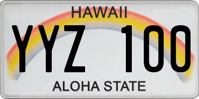 HI license plate YYZ100