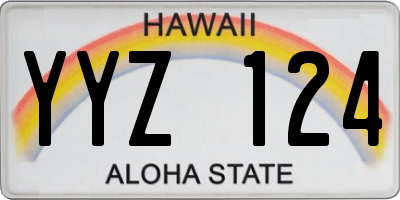 HI license plate YYZ124