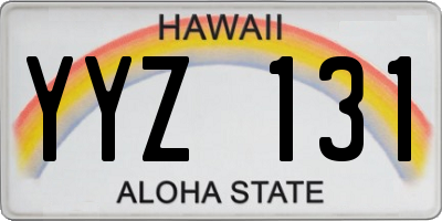 HI license plate YYZ131