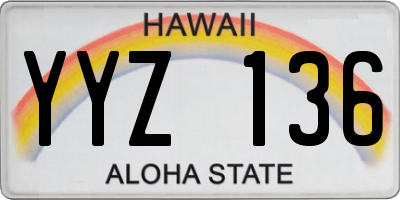 HI license plate YYZ136
