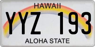 HI license plate YYZ193