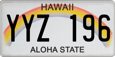 HI license plate YYZ196