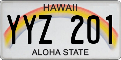 HI license plate YYZ201