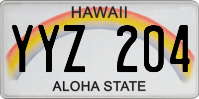 HI license plate YYZ204