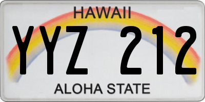 HI license plate YYZ212