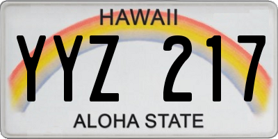 HI license plate YYZ217