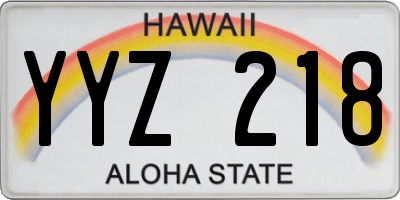 HI license plate YYZ218