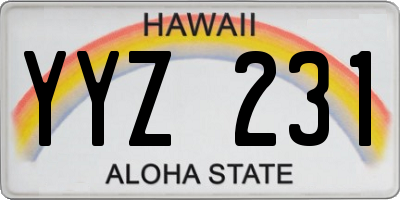 HI license plate YYZ231
