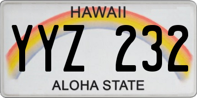 HI license plate YYZ232