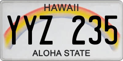HI license plate YYZ235