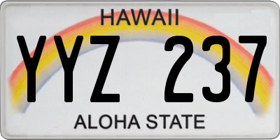 HI license plate YYZ237