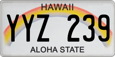 HI license plate YYZ239