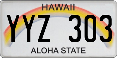 HI license plate YYZ303