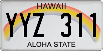 HI license plate YYZ311