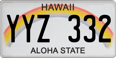 HI license plate YYZ332