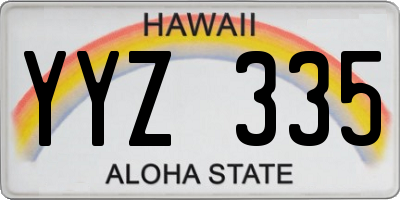 HI license plate YYZ335