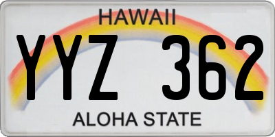 HI license plate YYZ362