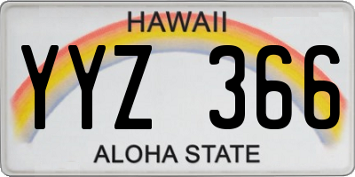 HI license plate YYZ366
