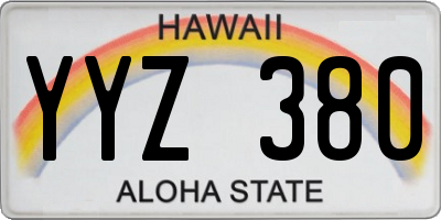 HI license plate YYZ380