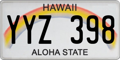 HI license plate YYZ398