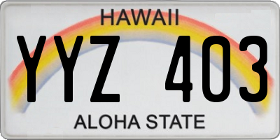 HI license plate YYZ403