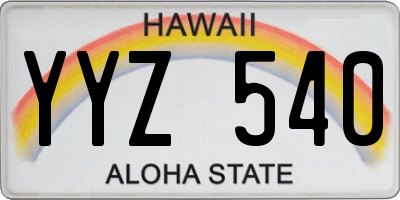 HI license plate YYZ540