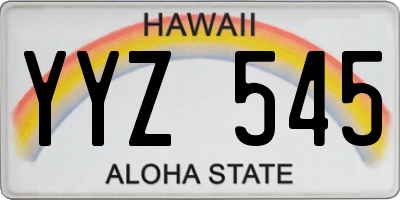 HI license plate YYZ545