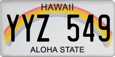 HI license plate YYZ549