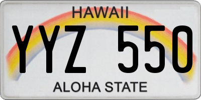 HI license plate YYZ550