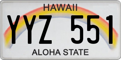 HI license plate YYZ551