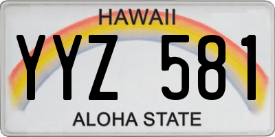 HI license plate YYZ581