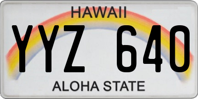 HI license plate YYZ640