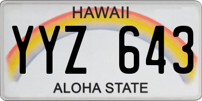 HI license plate YYZ643