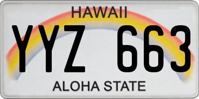 HI license plate YYZ663