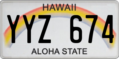 HI license plate YYZ674