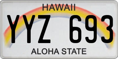 HI license plate YYZ693