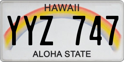 HI license plate YYZ747