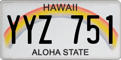 HI license plate YYZ751