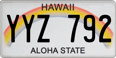 HI license plate YYZ792