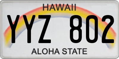 HI license plate YYZ802
