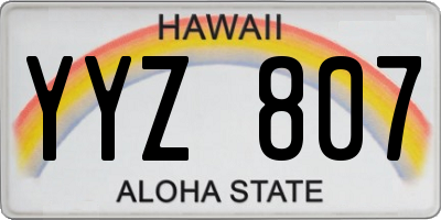 HI license plate YYZ807