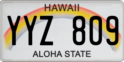 HI license plate YYZ809