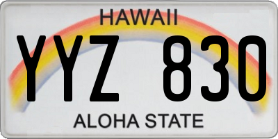 HI license plate YYZ830