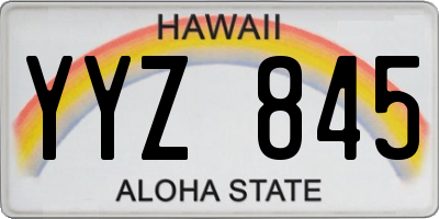 HI license plate YYZ845