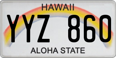 HI license plate YYZ860